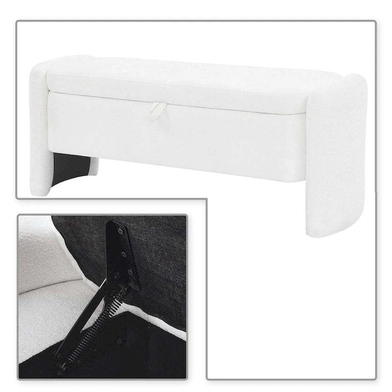 Banc de rangement en chenille, design minimaliste et élégant