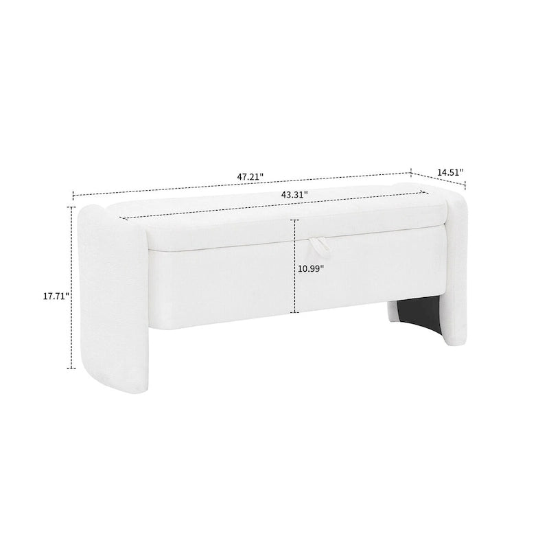 Banc de rangement en chenille, design minimaliste et élégant