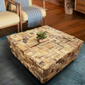  Rustic Recycled Teak Wood Java Coffee Table, 32 inch