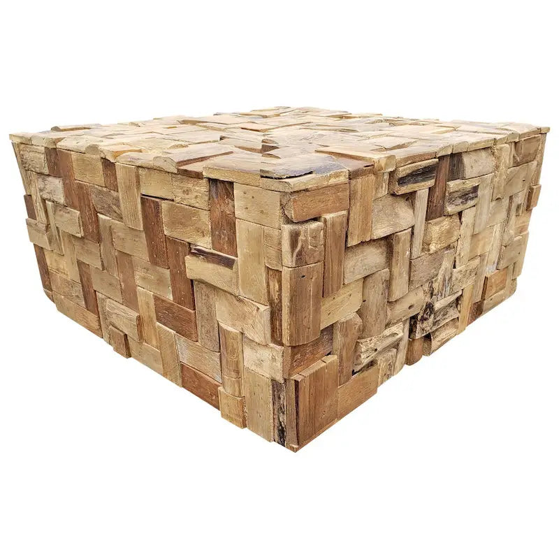 Table basse rustique en teck recyclé Java, 32 pouces