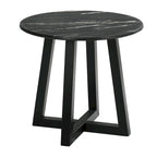 Table d'appoint noire Enlow avec plateau effet marbre