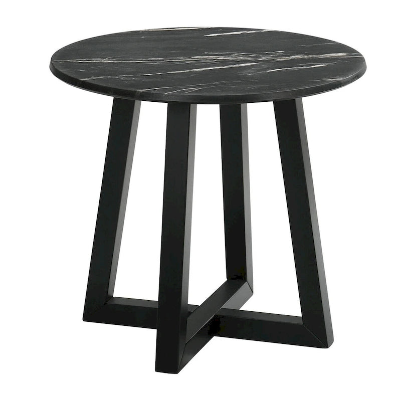 Table d'appoint noire Enlow avec plateau effet marbre