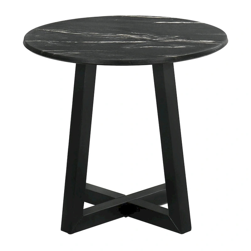 Table d'appoint noire Enlow avec plateau effet marbre