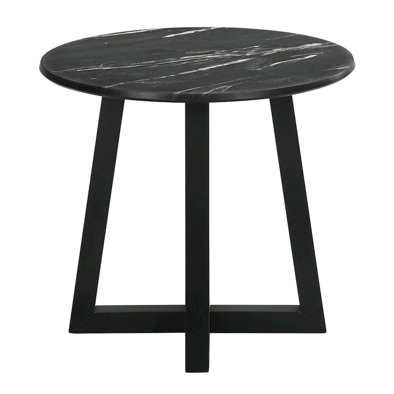 Table d'appoint noire Enlow avec plateau effet marbre