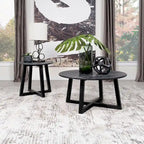 Table d'appoint noire Enlow avec plateau effet marbre