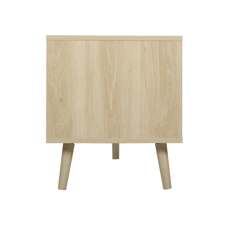 Meuble TV en rotin moderne avec pieds en bois massif