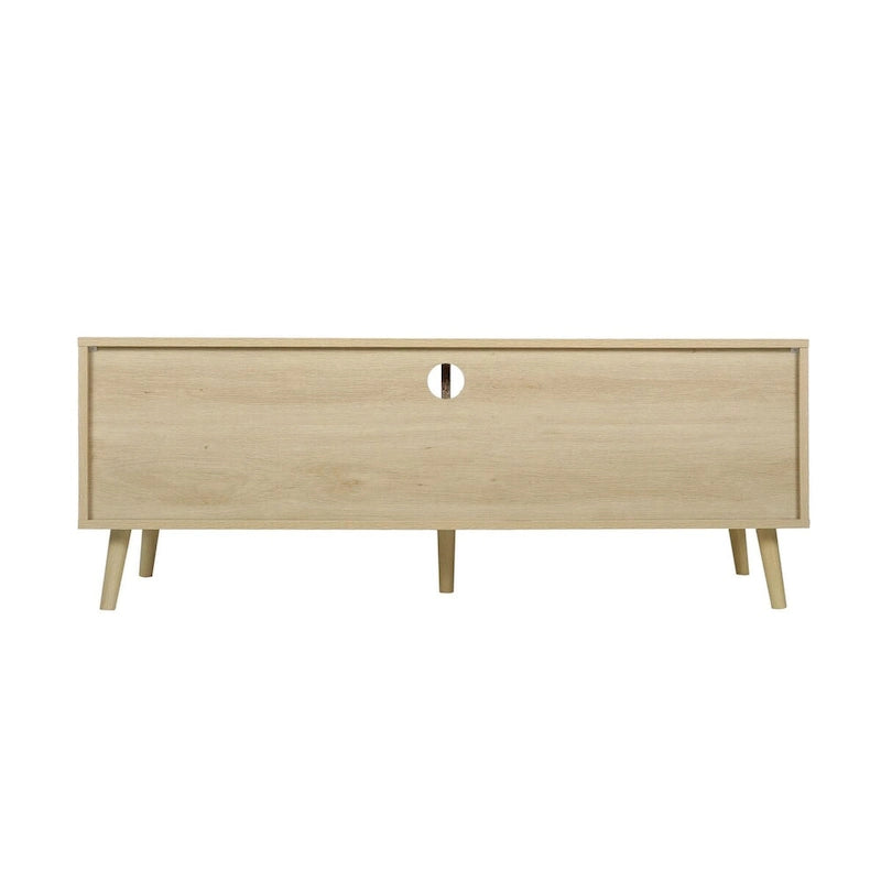 Meuble TV en rotin moderne avec pieds en bois massif