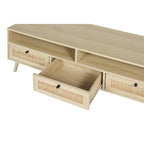 Meuble TV en rotin moderne avec pieds en bois massif