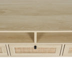 Meuble TV en rotin moderne avec pieds en bois massif