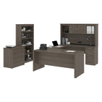 Bureau en U Logan 66W avec huche, armoire et bibliothèque