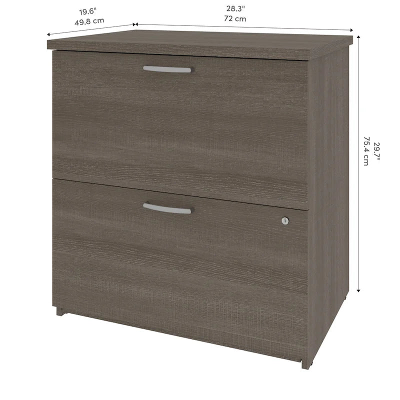 Bureau en U Logan 66W avec huche, armoire et bibliothèque