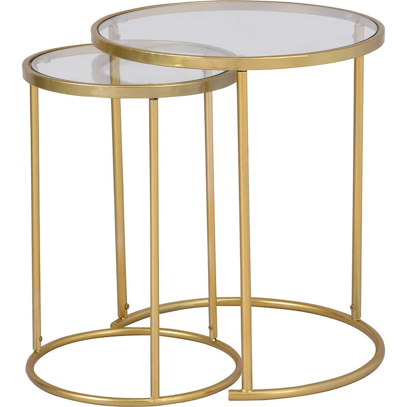 FirsTime & Co. Lot de 2 tables d'appoint gigognes Stark Gold, fabriquées aux États-Unis, or, métal, 45,7 x 45,7 x 53,3 cm