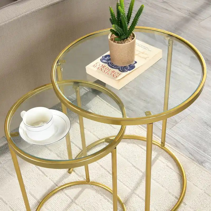 FirsTime & Co. Lot de 2 tables d'appoint gigognes Stark Gold, fabriquées aux États-Unis, or, métal, 45,7 x 45,7 x 53,3 cm