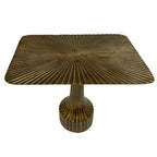 Table d'appoint de 45 cm, base cannelée décorative, plateau carré, finition laiton antique
