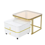 Table basse gigogne carrée 2-en-1 avec roulettes