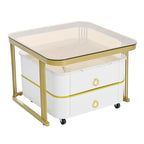 Table basse gigogne carrée 2-en-1 avec roulettes