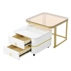 Table basse gigogne carrée 2-en-1 avec roulettes