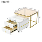 Table basse gigogne carrée 2-en-1 avec roulettes