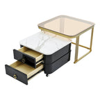 Table basse gigogne carrée 2-en-1 avec roulettes