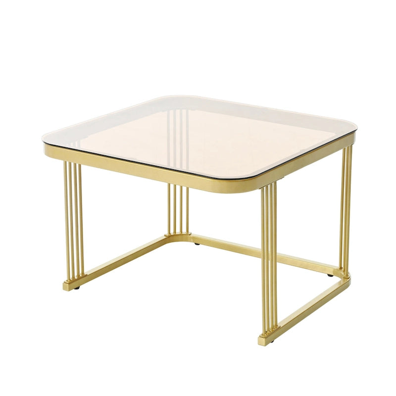 Table basse gigogne carrée 2-en-1 avec roulettes