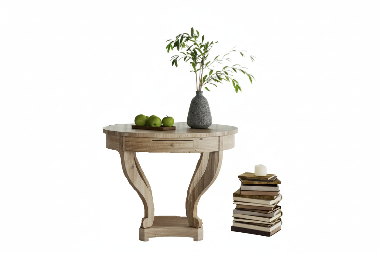 Table à manger ronde petite taille 32 po en bois style rustique, table d'appoint, table basse