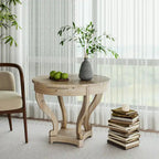 Table à manger ronde petite taille 32 po en bois style rustique, table d'appoint, table basse