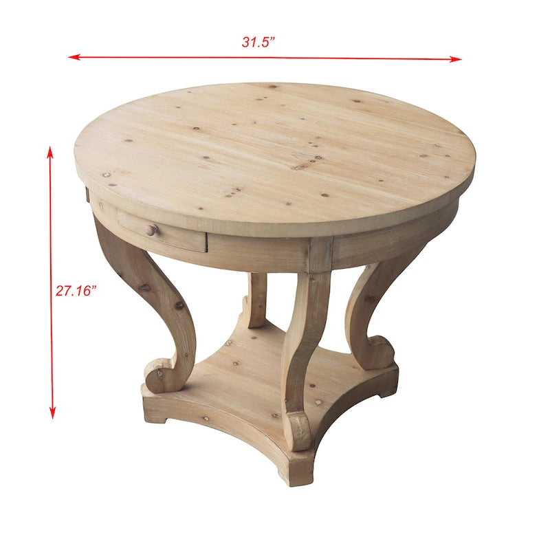 Table à manger ronde petite taille 32 po en bois style rustique, table d'appoint, table basse