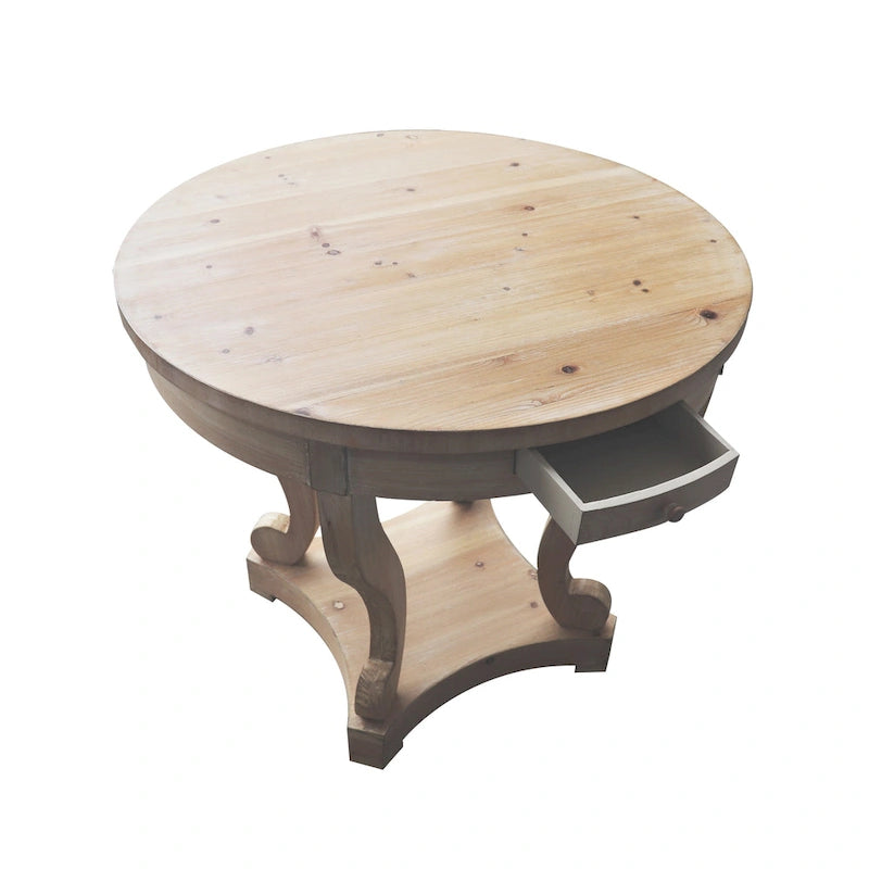 Table à manger ronde petite taille 32 po en bois style rustique, table d'appoint, table basse