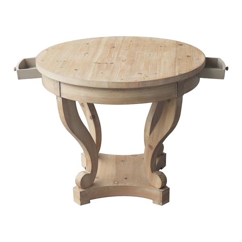 Table à manger ronde petite taille 32 po en bois style rustique, table d'appoint, table basse
