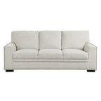 Canapé Meil 84 pouces, chenille beige, clous décoratifs, coussins en mousse, bois massif