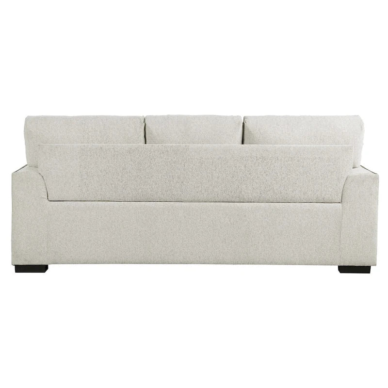 Canapé Meil 84 pouces, chenille beige, clous décoratifs, coussins en mousse, bois massif