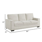 Canapé Meil 84 pouces, chenille beige, clous décoratifs, coussins en mousse, bois massif
