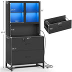 Meuble de rangement avec serrure, 2 tiroirs pour dossiers et station de charge