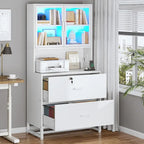Meuble de rangement avec serrure, 2 tiroirs pour dossiers et station de charge