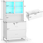 Meuble de rangement avec serrure, 2 tiroirs pour dossiers et station de charge