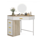 Coiffeuse d'angle en bois/métal petite table de maquillage avec 4 tiroirs - S.O.