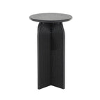 Tables d'appoint / bouts de canapé à piédestal arqué Art déco en bois sculpté de grès géométrique - Lot de 2 noires -