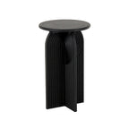 Tables d'appoint / bouts de canapé à piédestal arqué Art déco en bois sculpté de grès géométrique - Lot de 2 noires -